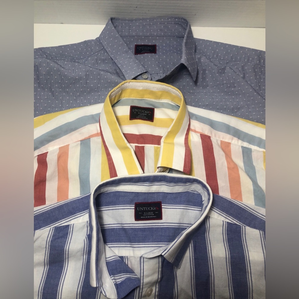 UNTUCKit Short Sleeve Button Down Shirts Lot (3) Mens Sz XL Colorful Casual